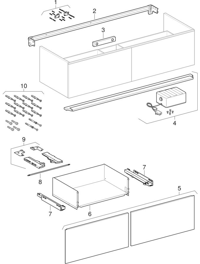 εικόνα του GEBERIT Xeno² cabinet for washbasin made of solid surface material, with two drawers greige / matt coated #500.346.00.1