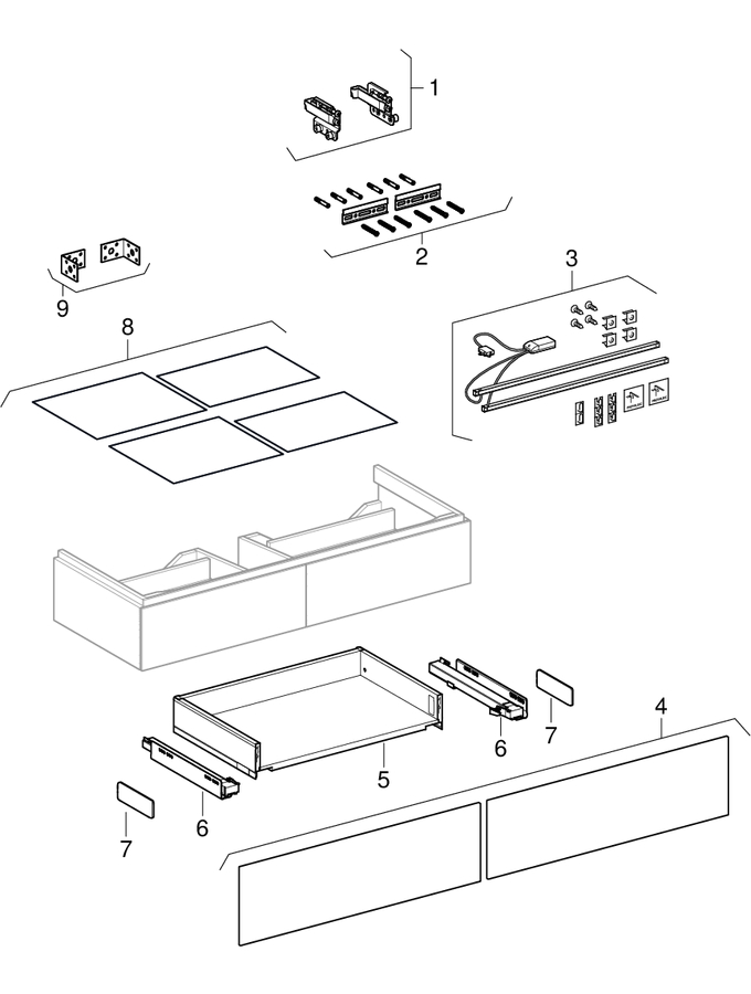Bild von GEBERIT Xeno² Unterschrank für Waschtisch, mit Breite ab 120 cm, mit zwei Schubladen #500.517.01.1 - weiß / lackiert hochglänzend