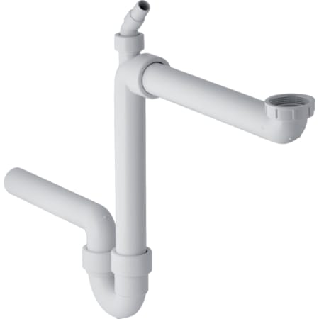 Picture of GEBERIT pipe bend odour trap for sinks, space-saving model, with angled hose nozzle, horizontal outlet #152.819.11.1 - white-alpine