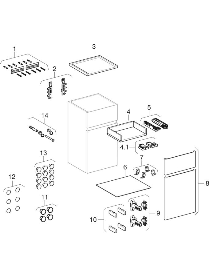 εικόνα του GEBERIT Renova Plan low cabinet with one door and one drawer white / high-gloss coated #501.921.01.1