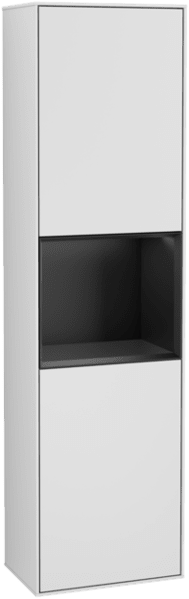 Bild von VILLEROY BOCH Finion Hochschrank, mit Beleuchtung, 2 Türen, 418 x 1516 x 270 mm, White Matt Lacquer / Black Matt Lacquer F470PDMT