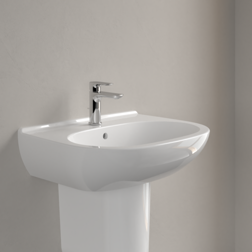 Зображення з  VILLEROY BOCH O.novo washbasin, 600 x 490 x 200 mm, white Alpine CeramicPlus, with overflow #516060R1