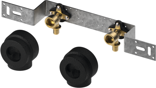 TECE TECEflex Montageeinheit 153 mit Wandscheiben, Dimension 16 x Rp 1/2", Si-Bronze mit Schalldämmboxen speziell für die Verwendung der Seal System Dichthülse #720567