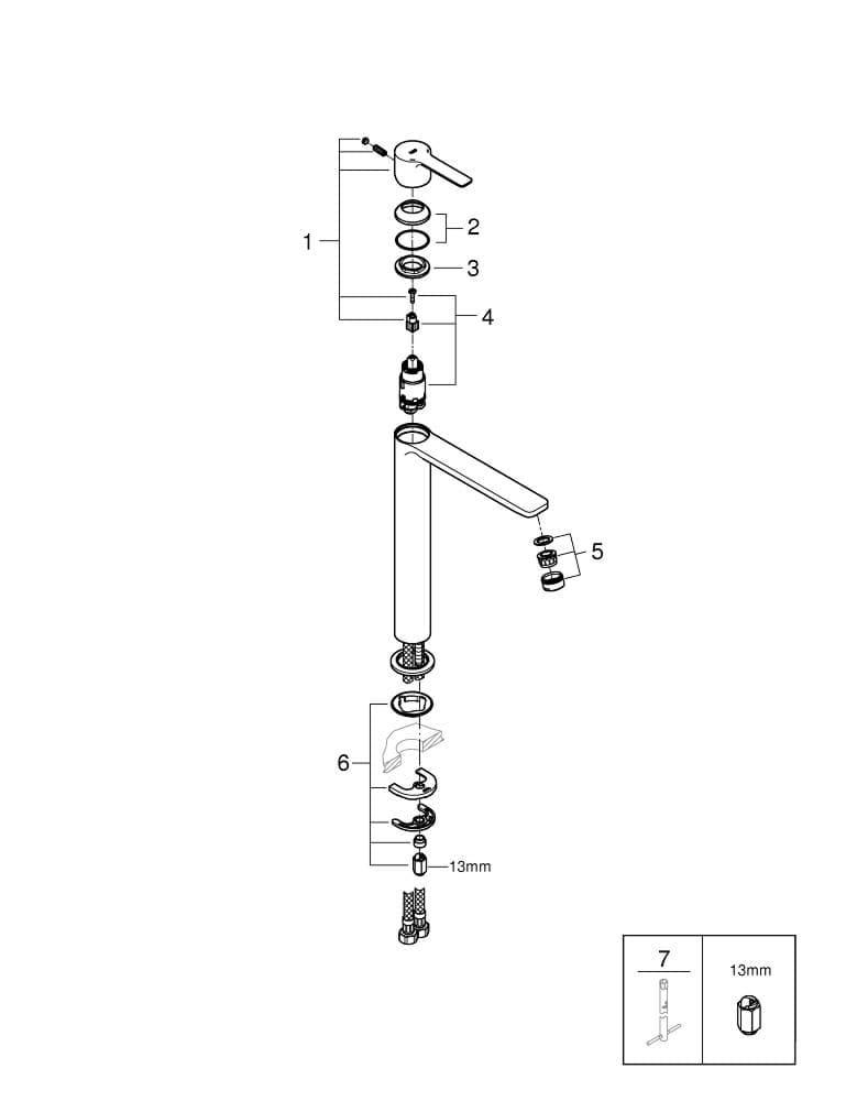 Зображення з  GROHE Lineare Одноважільний змішувач для раковини 1/2″ XL-розміру хром #23405001