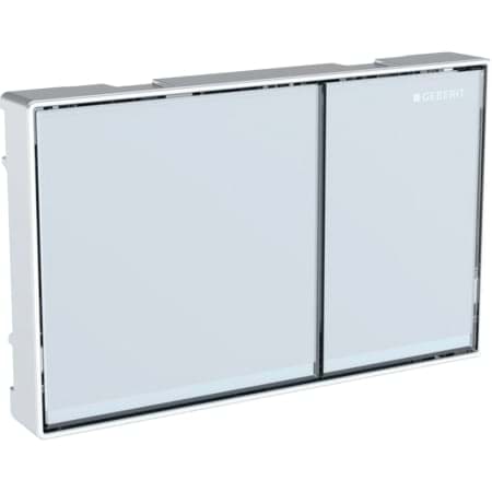 Picture of GEBERIT Omega60 flush plate for dual flush, surface-even Buttons: chrome-plated, brushed, easy-to-clean coated Design stripes and frame: gloss chrome-plated #115.081.GH.1