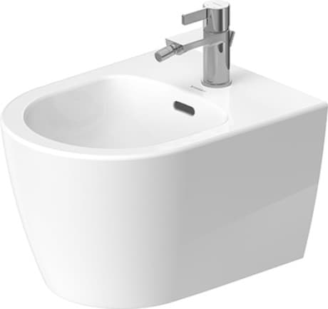 Зображення з  DURAVIT Wall-mounted bidet Compact 229815 Design by Philippe Starck #22981500001 - Color 00, White High Gloss, Number of faucet holes per wash area: 1, Overflow: Yes 370 x 480 mm