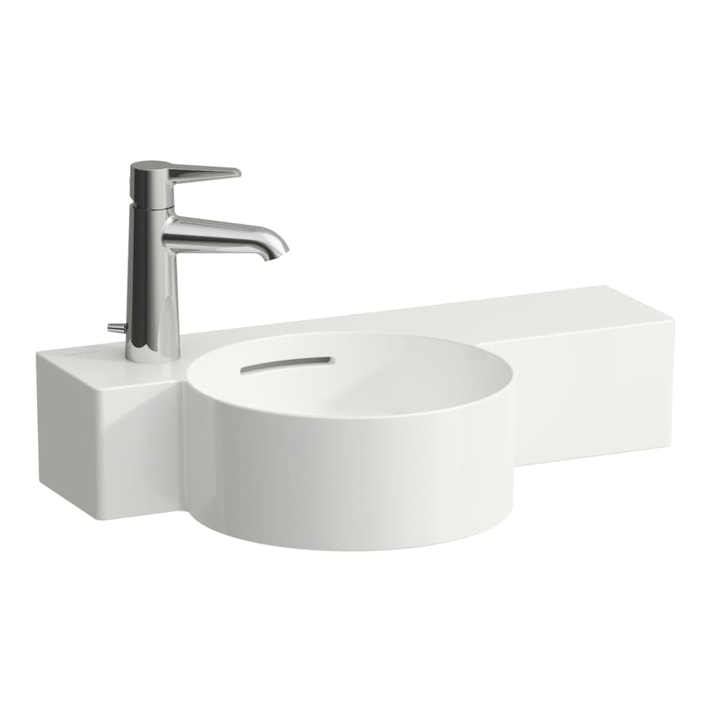 Picture of LAUFEN VAL Small washbasin round, shelf right, cutable to 430 mm 550 x 315 x 115 mm #H8152830001051