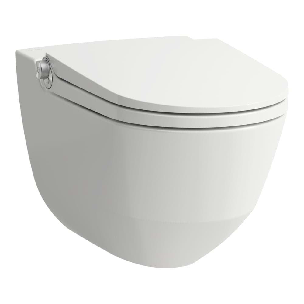LAUFEN CLEANET RIVA Shower toilet, wall-hung, washdown, without flushing rim, incl. WC seat and cover, removable, with lowering system incl. remote control with touch screen 600 x 395 x 405 mm 757 - White Matt H8206917570001 resmi