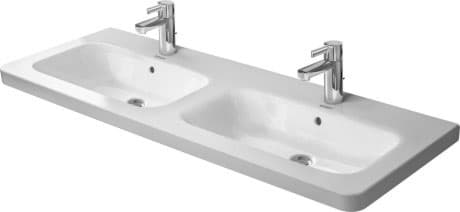 DURAVIT Doppelwaschtisch 233813 Design by Matteo Thun & Antonio Rodriguez _ p__p Farbe 00, Weiß Hochglanz, Rechteckig, Anzahl Waschplätze: 2 Mitte, Anzahl Hahnlöcher pro Waschplatz: 1 Mitte 1300 x 480 mm #23381300001