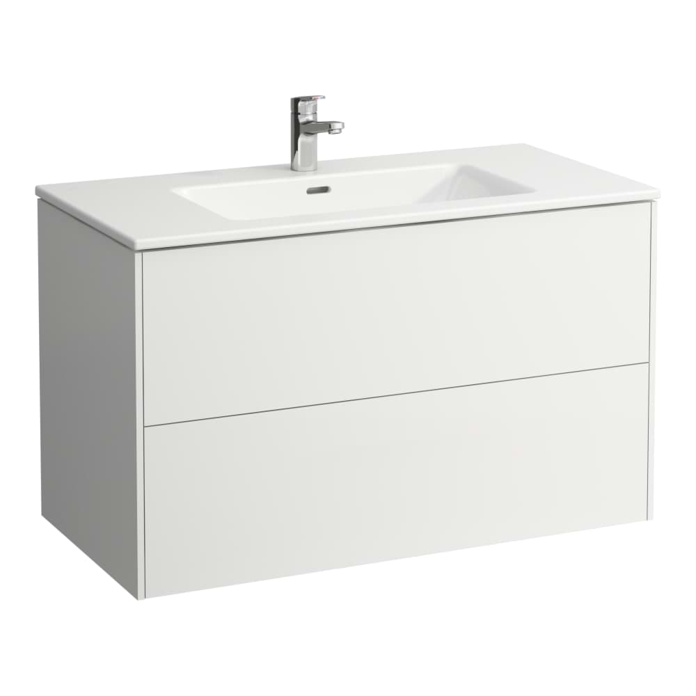 Picture of LAUFEN PRO S Combipack 1000 mm, washbasin 'slim' with vanity unit 'Base' with 2 drawers, incl. drawer organiser 1000 x 500 x 610 mm #H8649622661041 - 266 - Traffic Grey