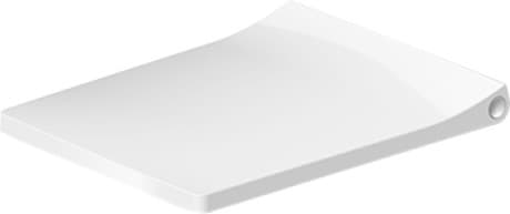 Зображення з  DURAVIT Toilet seat 002119 Design by sieger design #0021190000 - Color 00, Shape: Rectangular, White High Gloss, Hinge colour: Stainless steel, Wrap over 371 x 463 mm