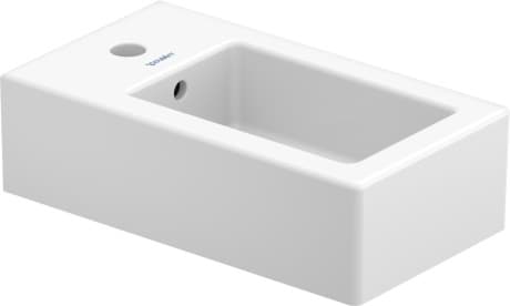 Picture of DURAVIT Hand basin 070225 Design by Duravit #07022500001 - p Color 00, White High Gloss, Number of washing areas: 1 Middle, Number of faucet holes per wash area: 1 Middle 250 mm