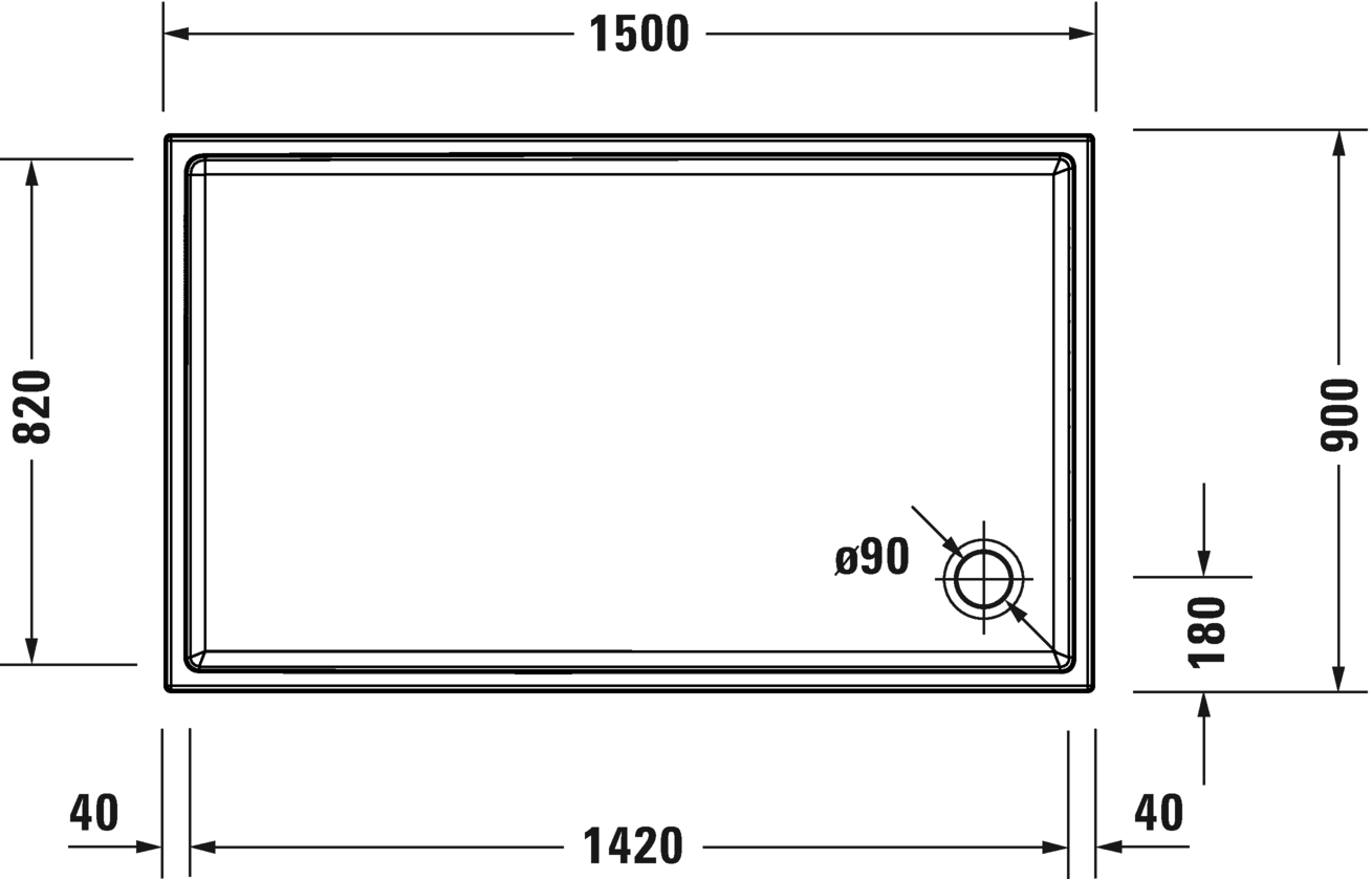 DURAVIT Shower tray 720243 Design by Philippe Starck #720243000000001 - Color 00, Antislip 1500 x 900 mm resmi