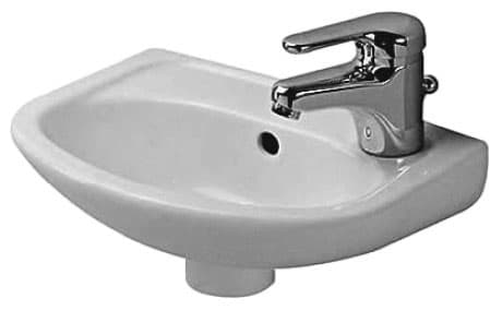 DURAVIT Handwaschbecken Duraplus Compact 079735 #0797354100 - ## Farbe 00, Weiß Hochglanz, Anzahl Waschplätze: 1 Mitte, Anzahl vorgestochene Hahnlöcher: 2 365 x 265 mm