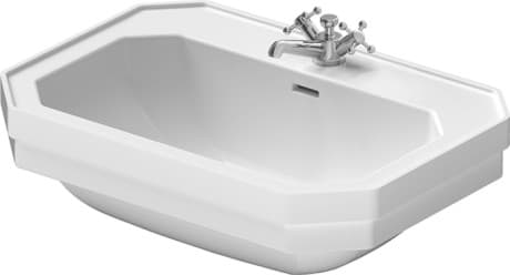 DURAVIT Waschtisch 043870 Design by Duravit #04387000001 - #p# Farbe 00, Weiß Hochglanz, Anzahl Waschplätze: 1 Mitte, Anzahl Hahnlöcher pro Waschplatz: 1 Mitte, Anzahl vorgestochene Hahnlöcher: 2 700 x 500 mm