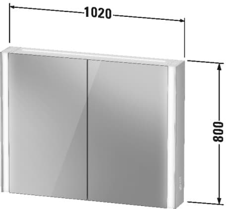 DURAVIT Spiegelschrank XV7143 Design by sieger design #XV71430B2B2 - Farbe MB1, Steckdose: Integriert, Anzahl Steckdosen: 1, Typ Steckdose: F 1020 x 156 mm