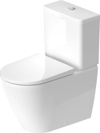 Picture of DURAVIT Toilet close-coupled 200209 Design by Bertrand Lejoly #2002090000 - © Color 00, White High Gloss, Outlet drain: horizontal, washdown model, Length adjustable 370 x 650 mm