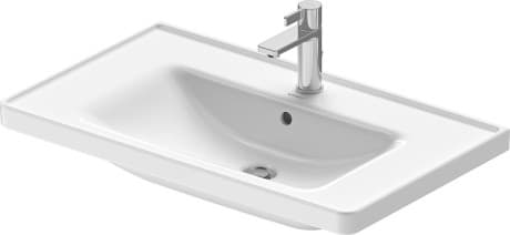 Bild von DURAVIT Waschtisch 236780 Design by Bertrand Lejoly #2367800000 - p Farbe 00, Weiß Hochglanz, Rechteckig, Anzahl Waschplätze: 1 Mitte, Anzahl Hahnlöcher pro Waschplatz: 1 Mitte, Rückwand glasiert: Nein 800 x 480 mm
