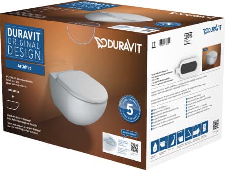 Picture of DURAVIT Toilet set wall-mounted 457209 Design by Prof. Frank Huster #45720900A1 - © Color 00, Packaging dimensions: 400x400x600 mm 400 x 600 mm