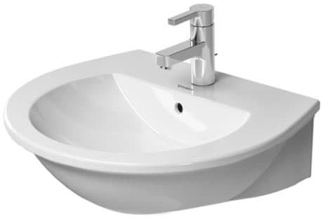 DURAVIT Waschtisch 262155 Design by sieger design #2621550000 - p Farbe 00, Weiß Hochglanz, Rund, Anzahl Waschplätze: 1 Mitte, Anzahl Hahnlöcher pro Waschplatz: 1 Mitte 550 x 480 mm