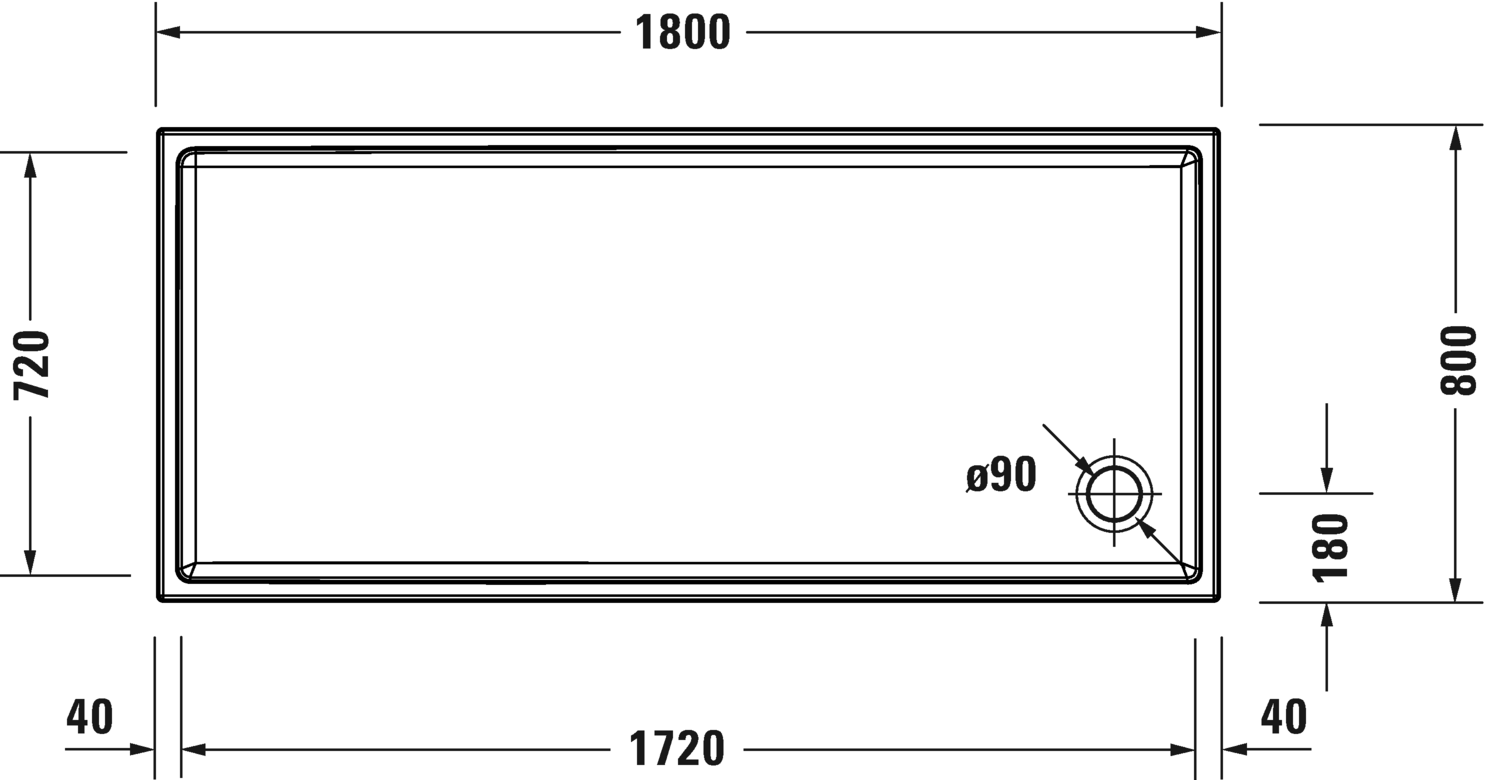 DURAVIT Shower tray 720240 Design by Philippe Starck #720240000000001 - Color 00, Antislip 1800 x 800 mm resmi