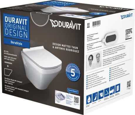 DURAVIT WC-Set wandhängend Compact 457109 Design by Matteo Thun & Antonio Rodriguez #45710900A1 - © Farbe 00, Kartonabmessungen: 401x430x525 mm 370 x 480 mm