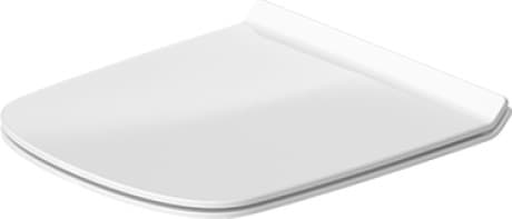 Зображення з  DURAVIT Toilet seat 006371 Design by Matteo Thun & Antonio Rodriguez #0063710000 - Color 00, Shape: D-shaped, White High Gloss, Hinge colour: Stainless steel 359 x 423 mm