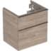 Bild von GEBERIT iCon Unterschrank für Waschtisch, mit zwei Schubladen #502.304.JR.1 - Korpus und Front: Nussbaum hickory / Melamin Holzstruktur Griff: lava / pulverbeschichtet matt