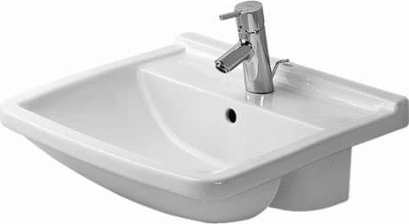 DURAVIT Halbeinbauwaschtisch 031055 Design by Philippe Starck #03105500001 - p Farbe 00, Weiß Hochglanz, Anzahl Hahnlöcher pro Waschplatz: 1 550 x 460 mm