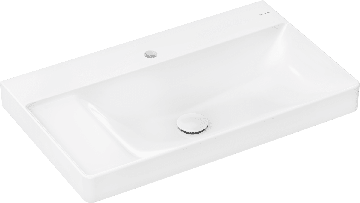 Picture of HANSGROHE Xelu Q Wash basin with shelf left 800/480 with tap hole without overflow, SmartClean White 61030450
