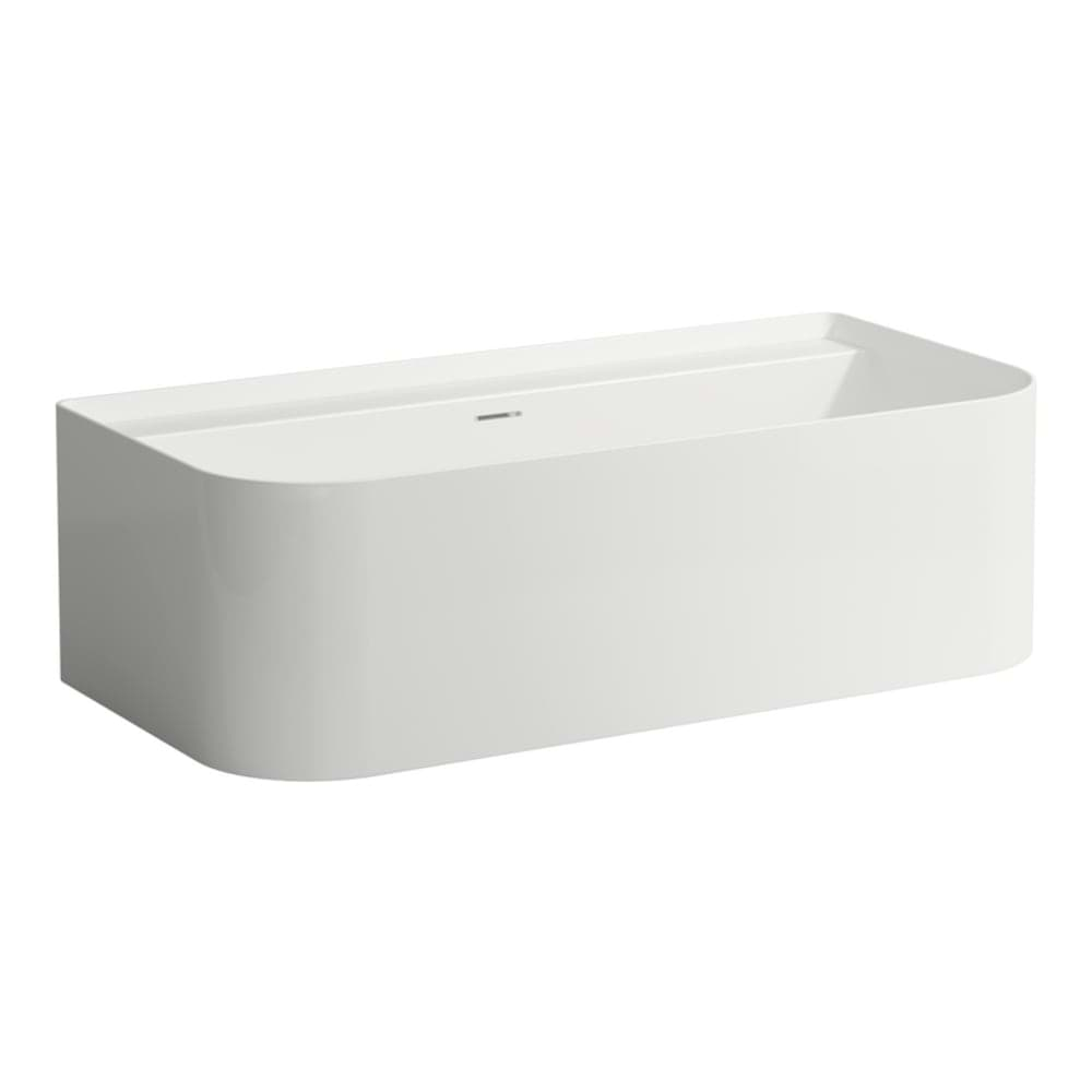 Bild von LAUFEN SONAR Badewanne, aus Mineralgusswerkstoff Sentec, mit Wandanbindung, Armaturenbank und integriertem Überlauf 1600 x 815 x 535 mm H2203470000361