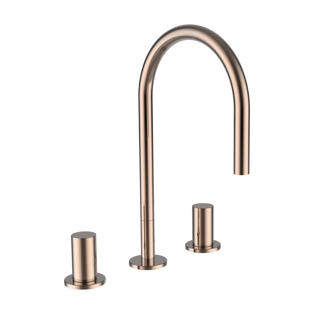 Picture of LAUFEN Kartell LAUFEN 3-hole basin mixer, projection 166 mm, swivel spout, without pop-up waste, PVD rosegold #H3123330822201