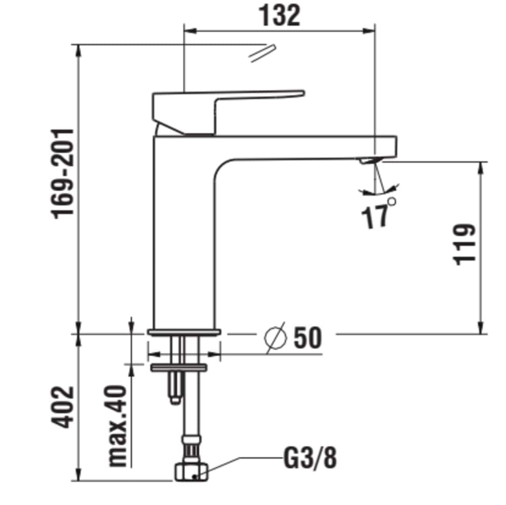 εικόνα του LAUFEN NEJA single-lever basin mixer, 132 mm projection, without waste valve #H3115110041201