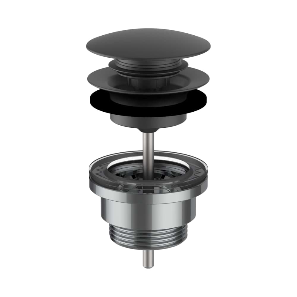 LAUFEN Ablaufventil, «Automatic Clic», 63 mm x G1 1/4", PVD Titanschwarz matt #H3709890811041