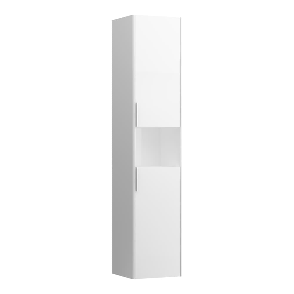 LAUFEN BASE Hochschrank, 2 Türen, Türanschlag rechts, 1 offenes Fach, 2 Glasablagen, Design passend zu Waschtischunterbauten 350 x 335 x 1650 mm #H4026921102631 - 263 - Ulme dunkel