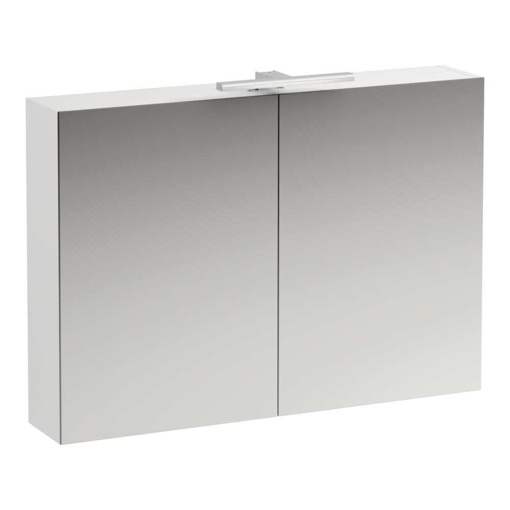 Picture of LAUFEN BASE mirror cabinet, 1000 mm, 2 doors, with horizontal LED light element, 2 glass shelves, 1 socket 1000 x 185 x 700 mm #H4028521102631 - 263 - Dark elm