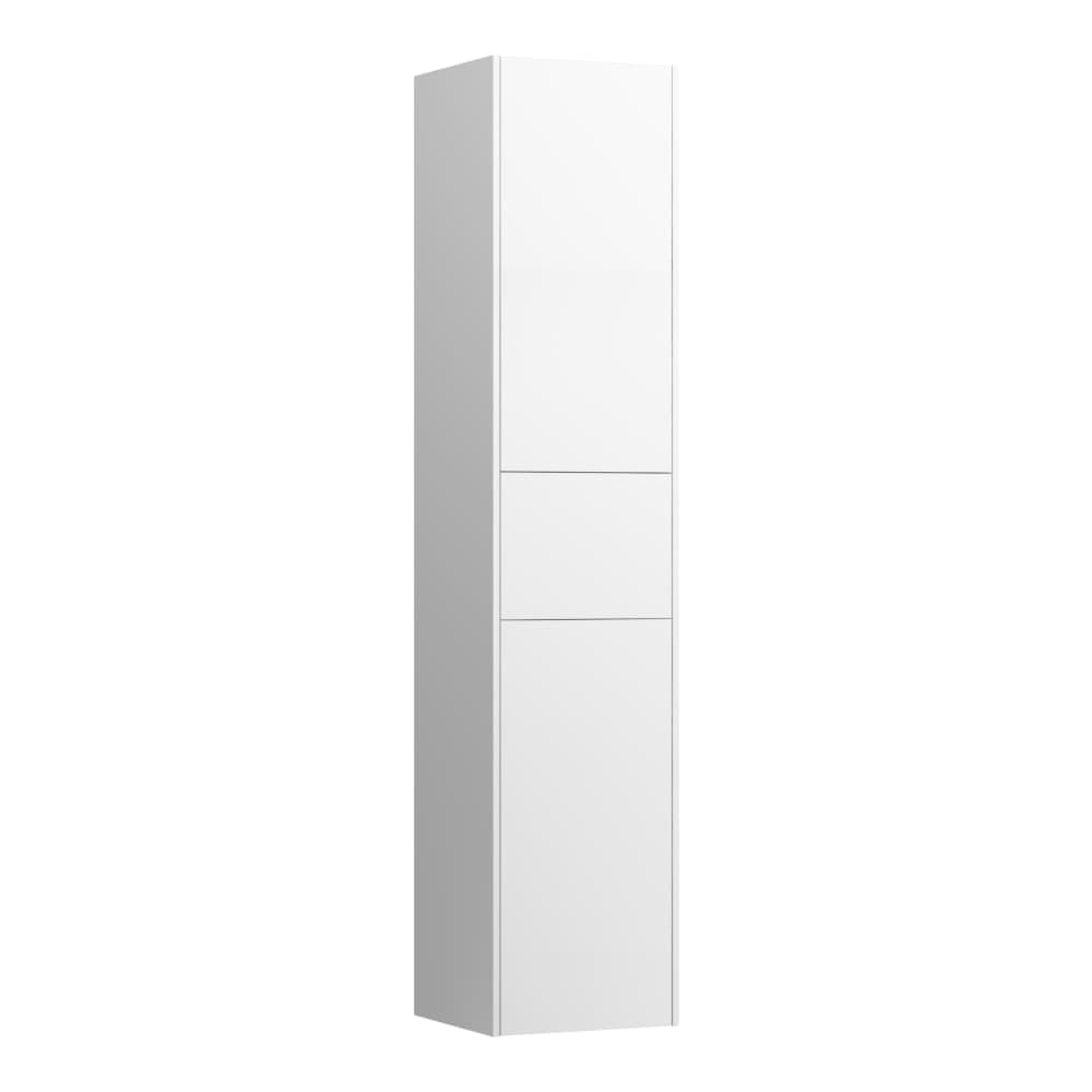 Picture of LAUFEN BASE Tall cabinet, 2 doors, left hinged, 1 drawer, 4 glass shelves, design matches combipacks 350 x 335 x 1650 mm #H4027211102601 - 260 - White Matt