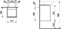 Bild von LAUFEN BASE Waschtischunterbau, 1 Tür, Scharnier rechts, 1 Innenablage, passend zu Waschtisch unterbaufähig 810302 315 x 340 x 515 mm #H4030221102601 - 260 - Weiß matt