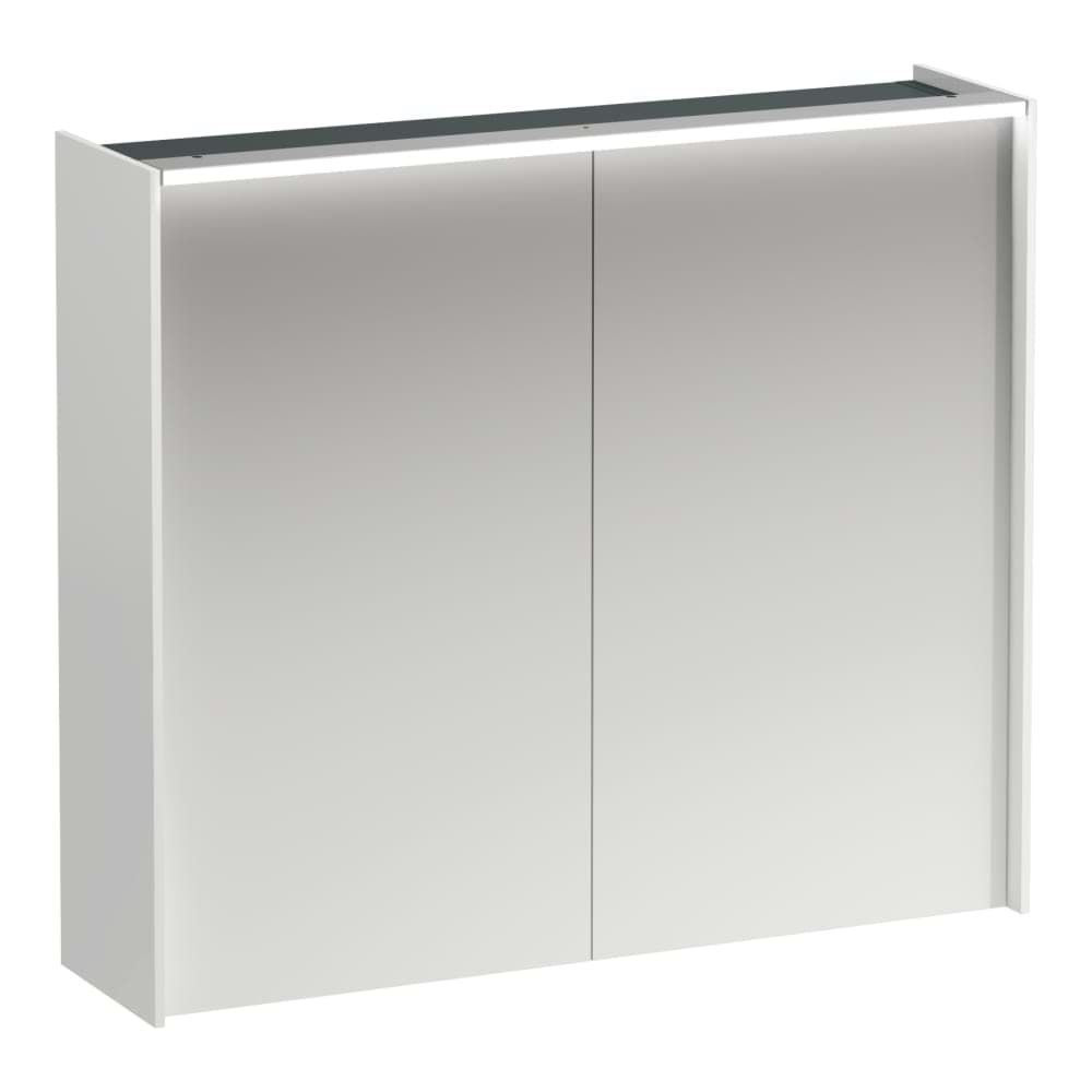 Зображення з  LAUFEN LANI mirror cabinet 800, 2 doors, with LED light element horizontal, 2 glass shelves, 1 socket (EU) 820 x 210 x 715 mm #H4037621122661 - 266 - Traffic grey