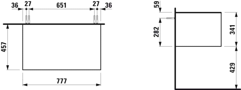 LAUFEN SONAR Drawer element 800, 1 drawer, without cut-out 775 x 455 x 340 mm _ 042 - Titanium (lacquered) #H4054100340421 - 042 - Titanium (lacquered) resmi