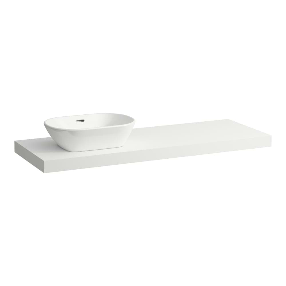 Picture of LAUFEN LANI washbasin worktop 1400, 65 mm thick, cut-out left, incl. 3 wall brackets 1370 x 495 x 65 mm #H4046821122601 - 260 - White matt