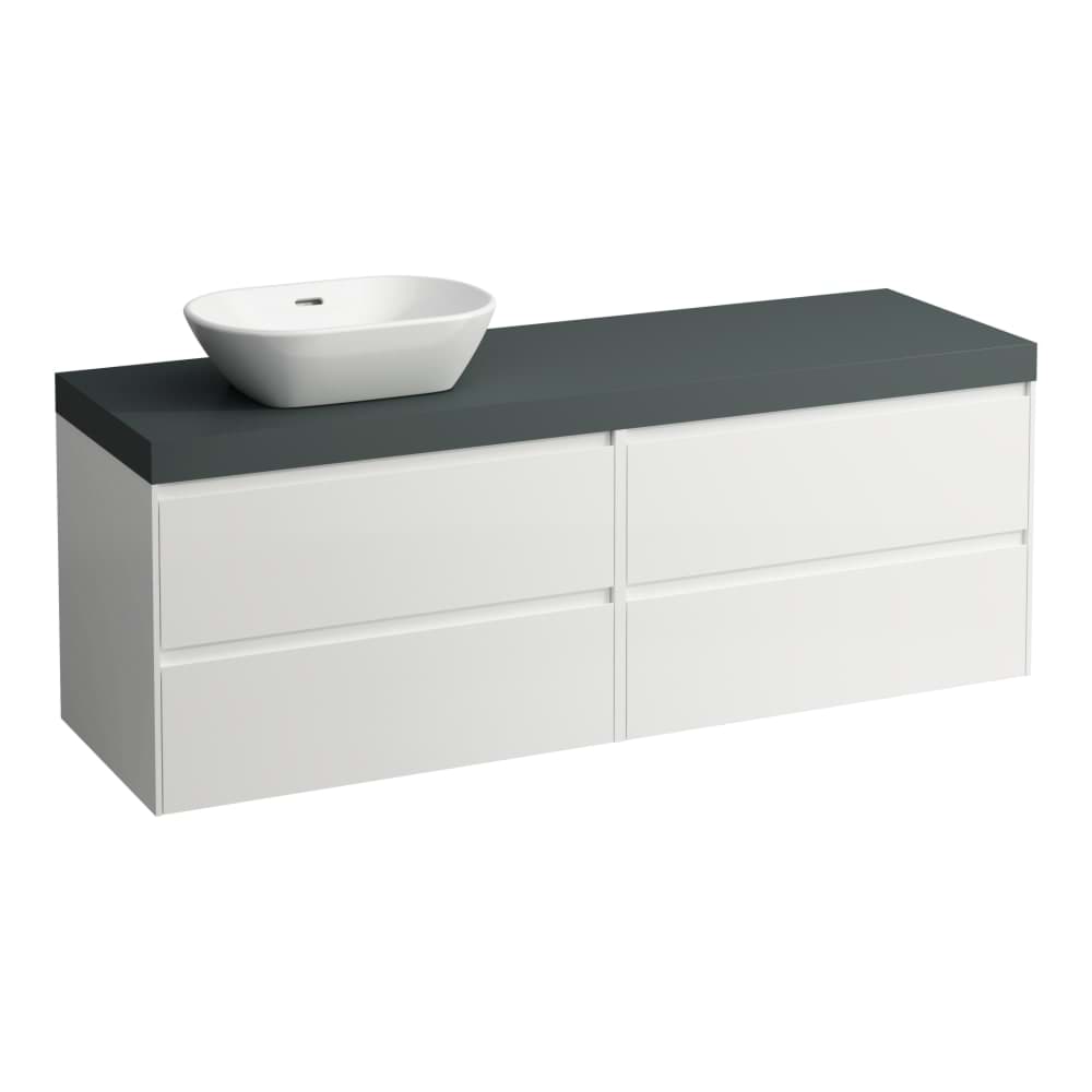Picture of LAUFEN LANI Modular 1600, washbasin top 65 mm (.266 traffic grey), cut-out left, 4 drawers: Element 800 right + Element 800 left 1570 x 495 x 580 mm #H4055921122601 - 260 - White matt