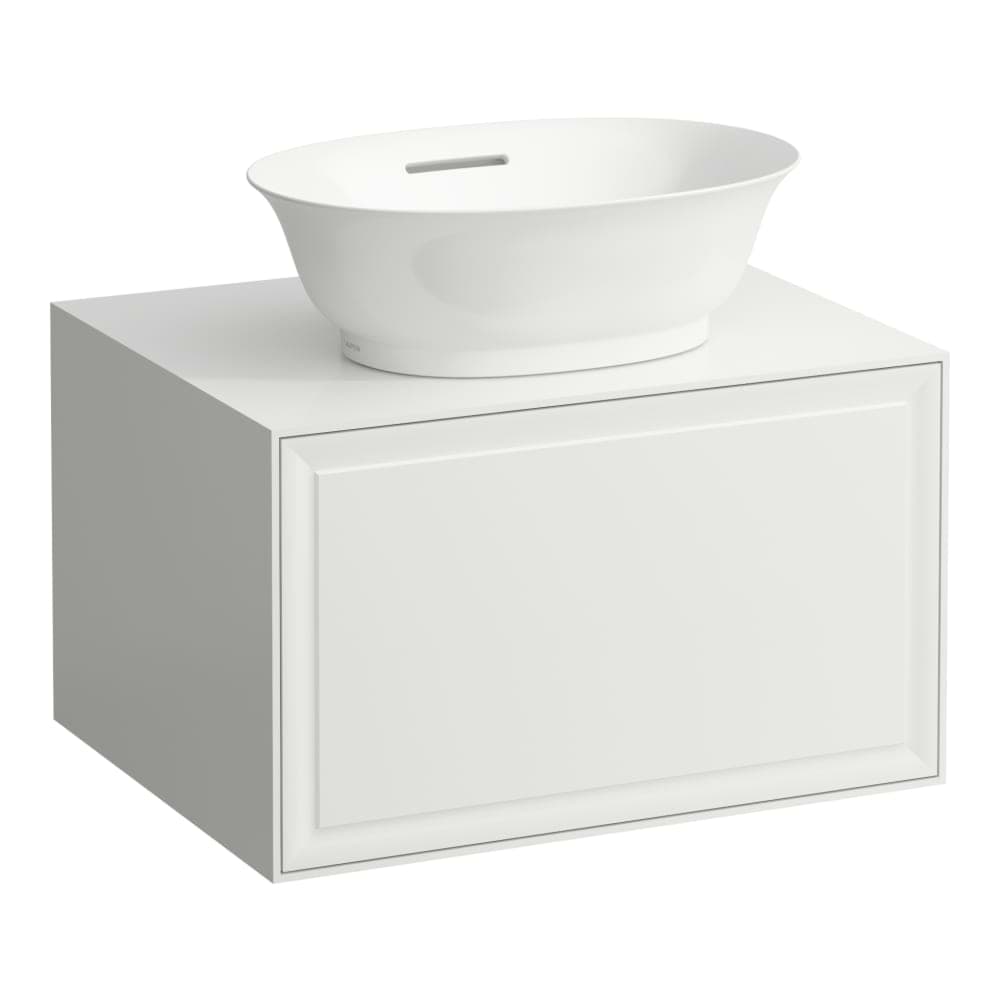 Зображення з  LAUFEN THE NEW CLASSIC drawer unit 600, 1 drawer, with centre cut-out, to match washbasin bowls 812850, 812851, 812852, 812853 575 x 455 x 345 mm #H4060010856311 - 631 - White glossy