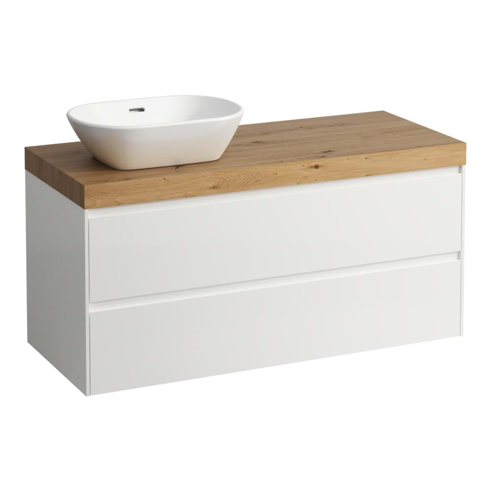Picture of LAUFEN LANI Modular 1200, vanity top 65 mm (.267 wild oak), cut-out left, 2 drawers 1185 x 495 x 580 mm #H4065721122611 - 261 - White glossy