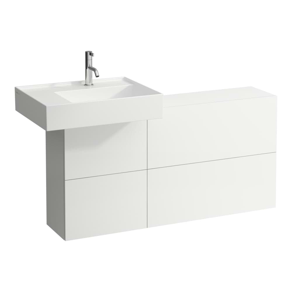 LAUFEN Kartell LAUFEN Waschtischunterbau mit einer Tür und zwei Klappen, Waschtisch links, passend zu Waschtischen H810334, H810335, H810338, H810339, H812332 (Hahnlochbank links), H813332, H815331 1200 x 270 x 610 mm #H4082910336411 - 641 - Kieselgrau