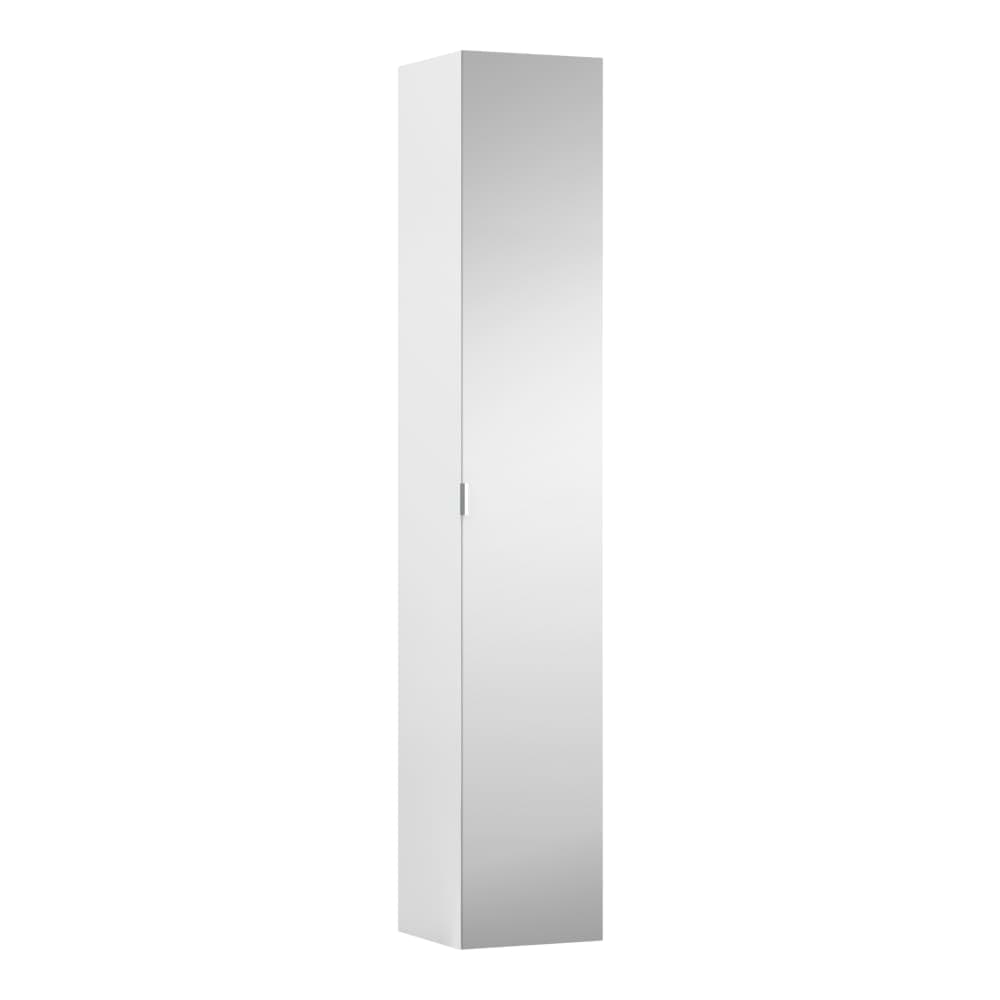 LAUFEN SPACE Hochschrank mit Spiegelfront, Türanschlag links oder rechts, 4 Ablagen 300 x 300 x 1700 mm #H4109011601011 - 101 - Nußbaum hell, mit Griff Aluminium