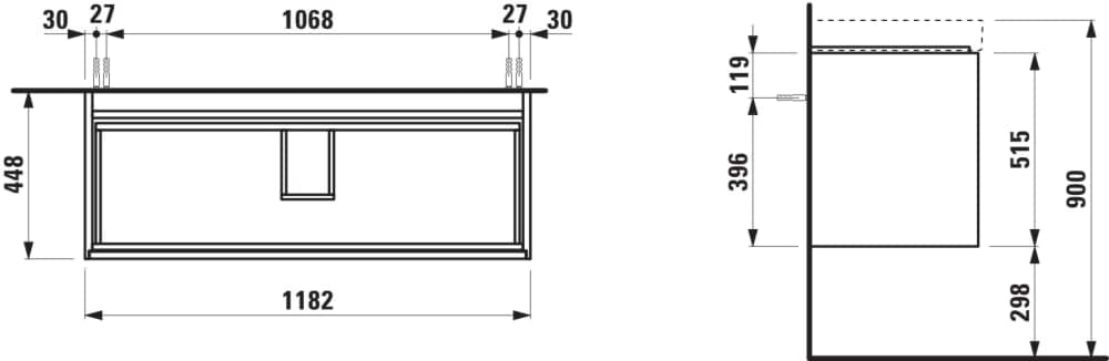 Obrázek LAUFEN MEDA Skříňka pod umyvadlo, 2 zásuvky, pro umyvadlo H814111 1180 x 450 x 515 mm #H4216320114651 - 465 - Cappuccino
