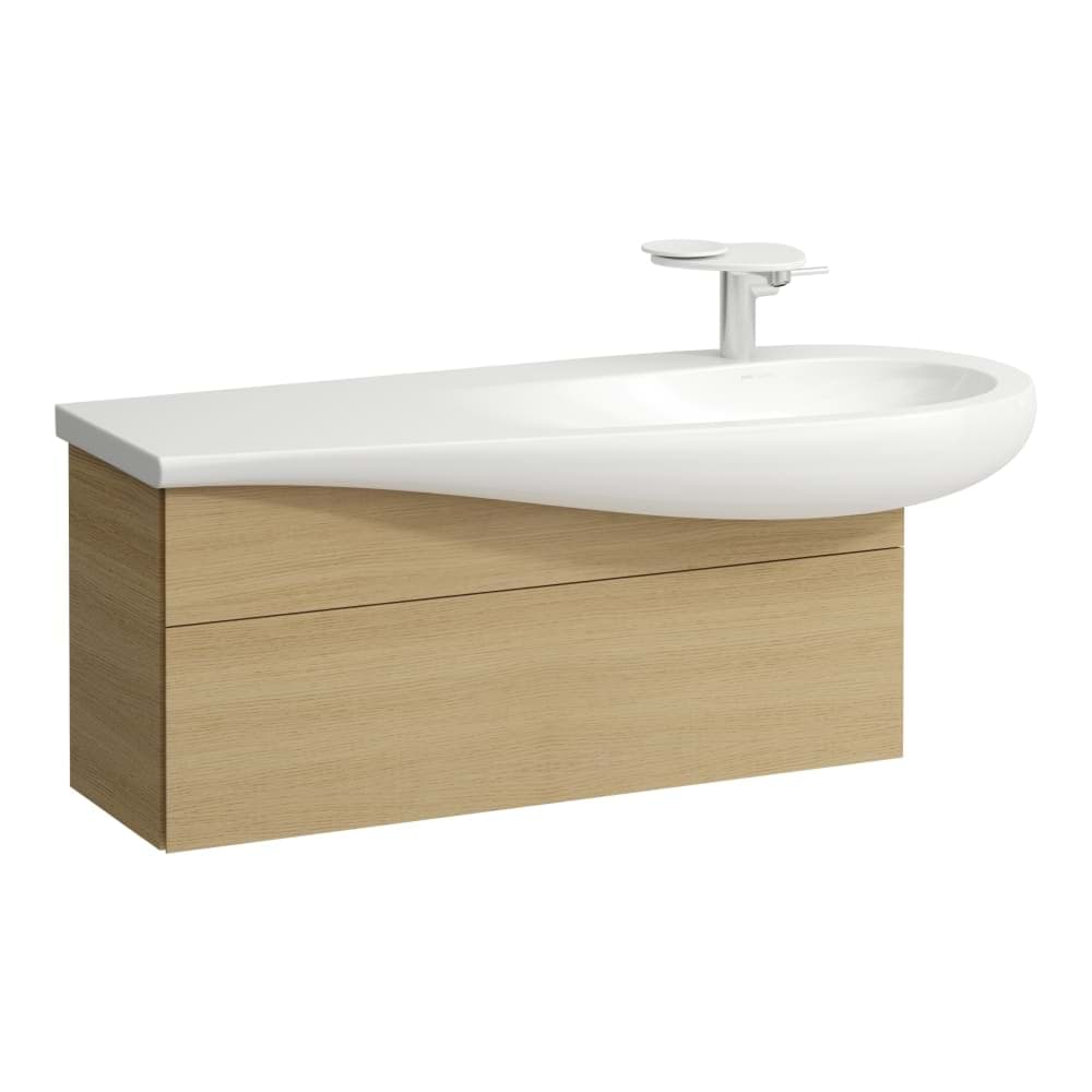LAUFEN ILBAGNOALESSI Waschtischunterbau 1200, 1 Schublade, Siphonausschnitt rechts, passend zu Waschtisch H814974 995 x 320 x 340 mm #H4304310976301 - 630 - Noce canaletto