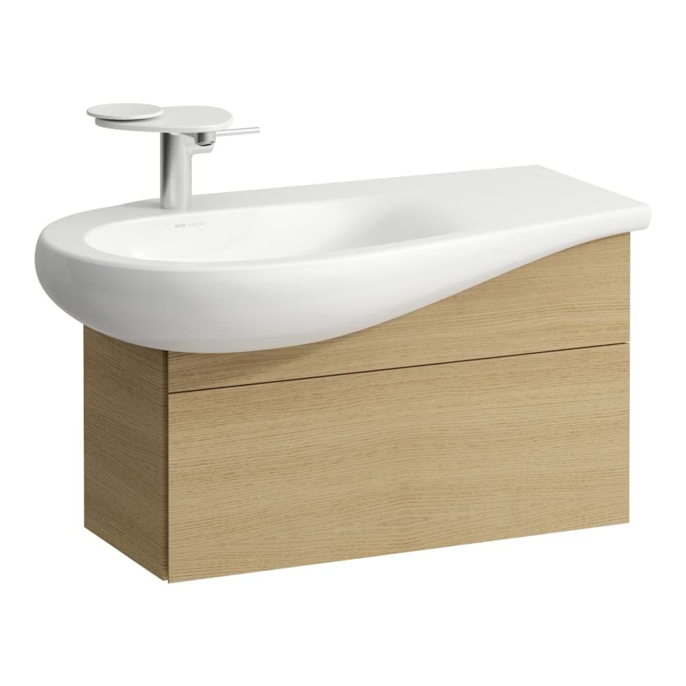 LAUFEN ILBAGNOALESSI Vanity unit 900, 1 drawer, siphon cut-out left, to match washbasin H814975 730 x 320 x 355 mm #H4304010976301 - 630 - Noce canaletto resmi