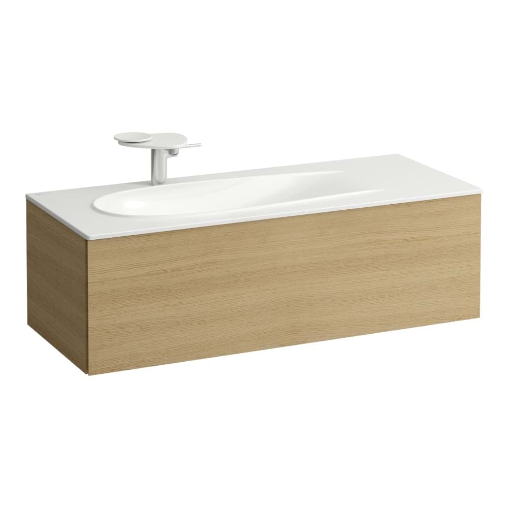 LAUFEN ILBAGNOALESSI Waschtischunterbau 1200, 1 Schublade, Siphonausschnitt links, passend zu Waschtisch H817979 1195 x 490 x 365 mm #H4304410976301 - 630 - Noce canaletto